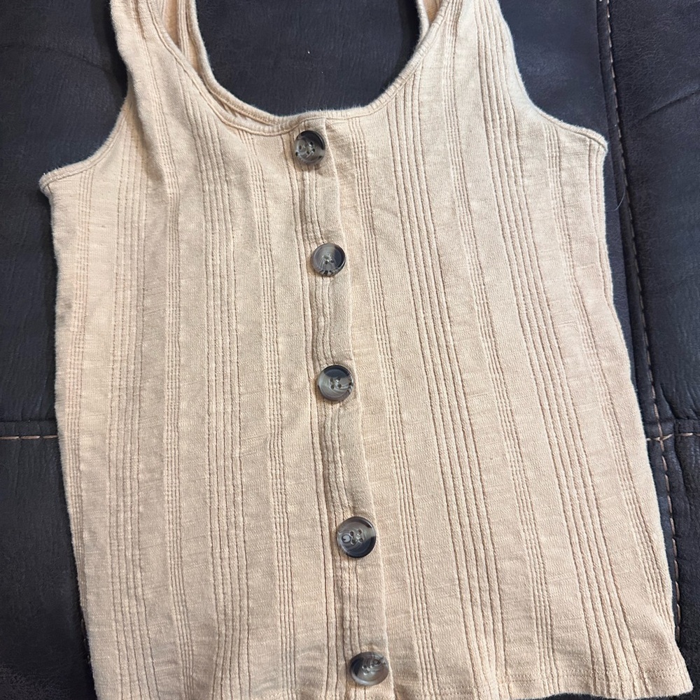 American Eagle Outfitters Cream Button-Front Tank Top
